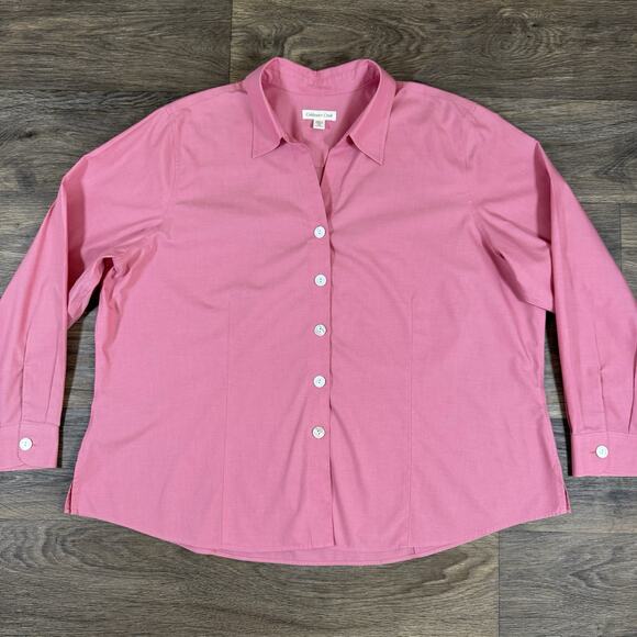 Coldwater Creek 100% Cotton Pink Long Sleeve Button-Up Tunic Size 3X - Picture 1 of 12
